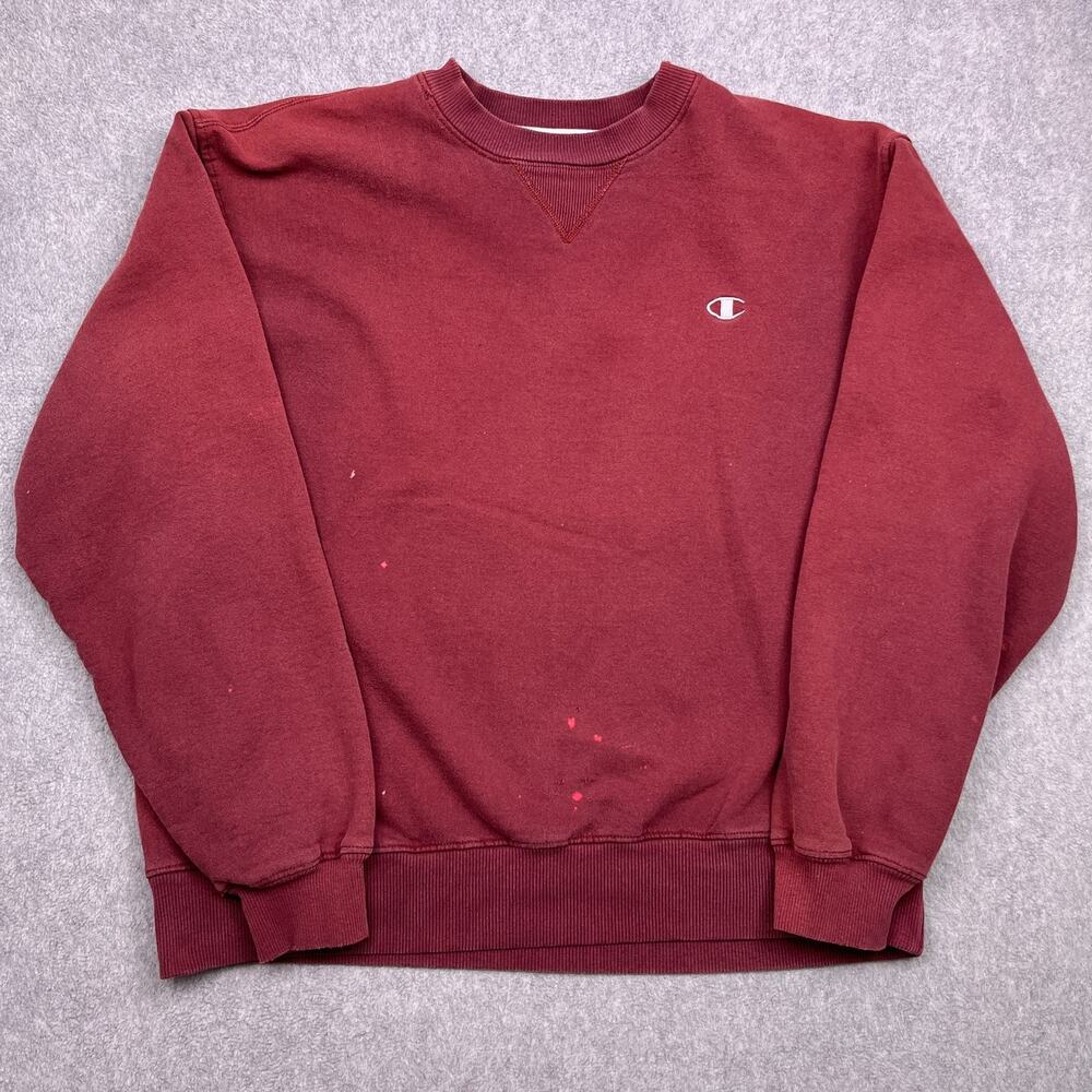 Champion Crewneck Sweatshirt Mens Large Red Pullover Long Sleeve